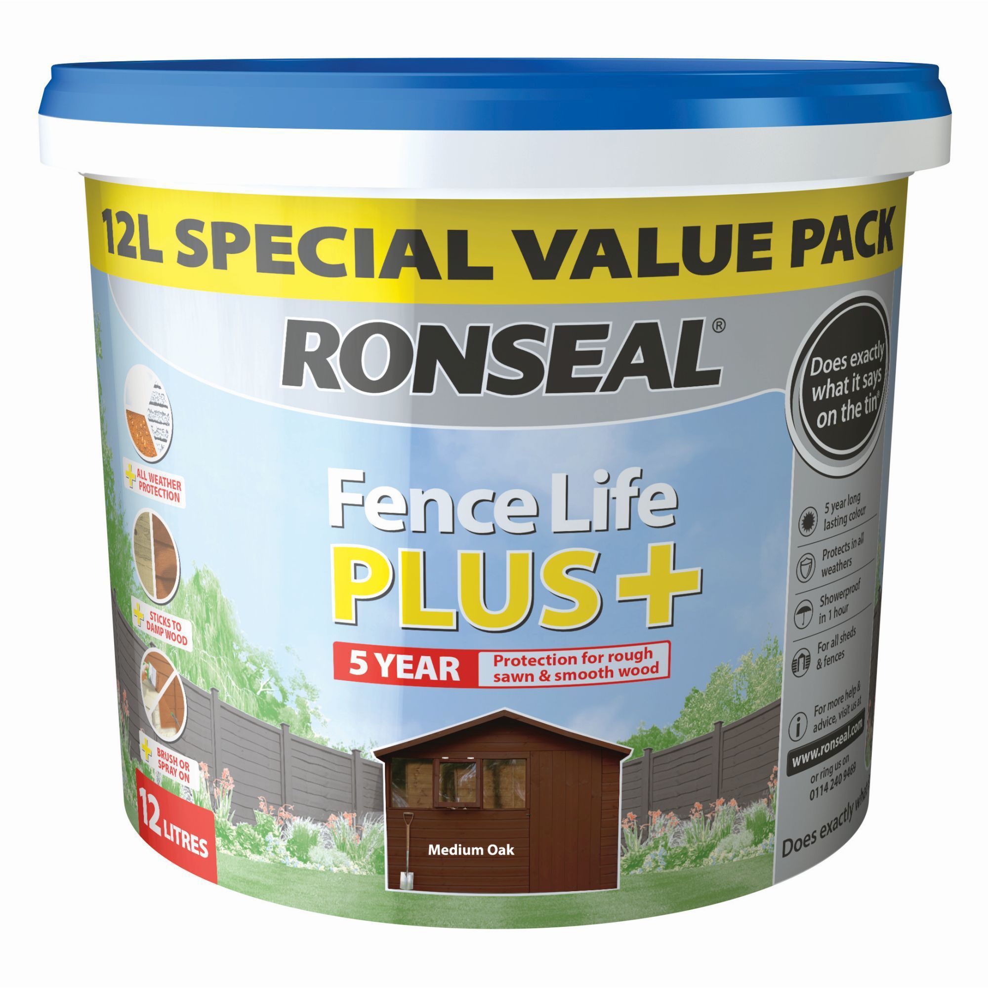 RONSEAL Plus Medium Oak Fence life 5ltr Oakdale Fencing